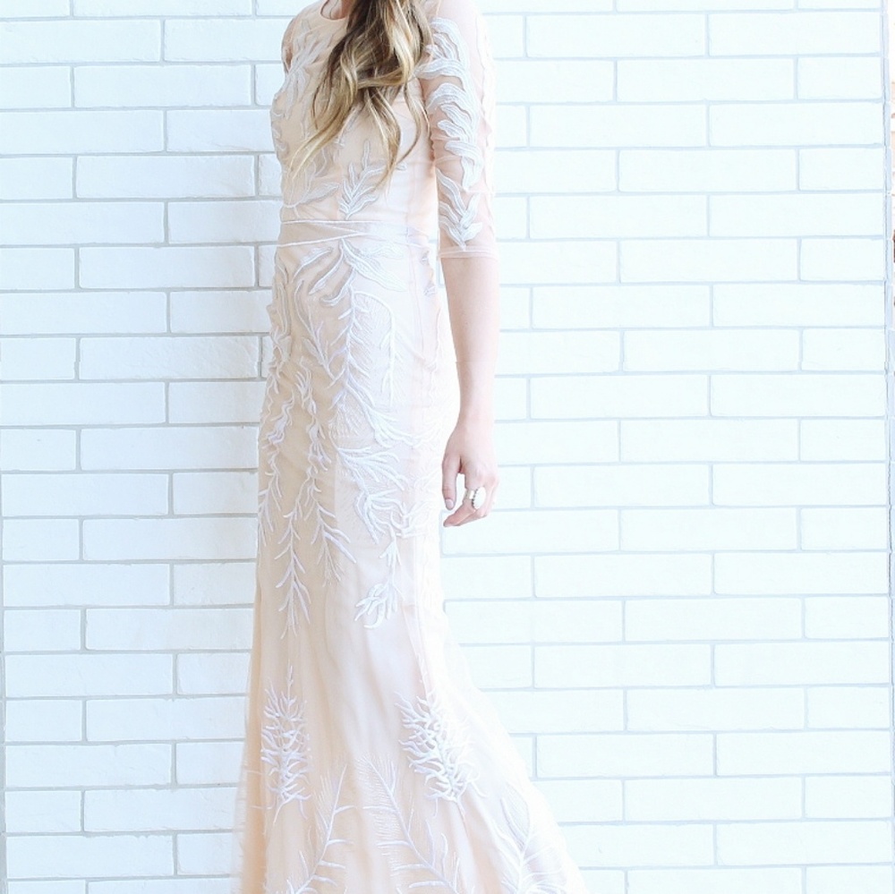 Peach Lace Prom Dress
